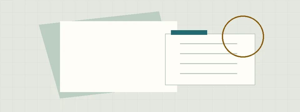 Abstrakte Dokumentenmappen und leere Blätter auf einem Raster